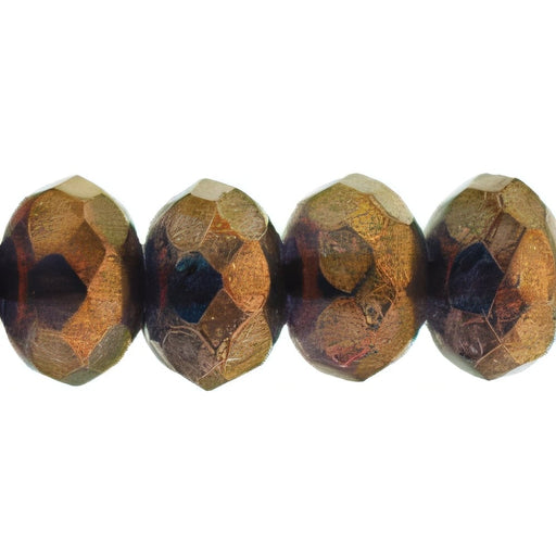 Czech Gem-Cut Rondelle 9 x 6mm Bronze Illusion - Topaz (25pcs)