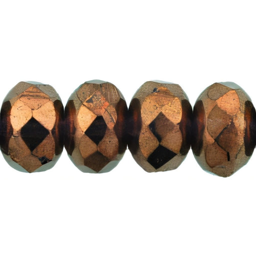 Czech Gem-Cut Rondelle 9 x 6mm Bronze Illusion - French Rose (25pcs)