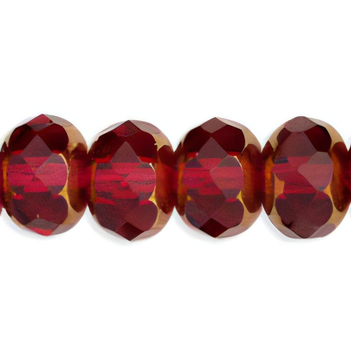 Czech Gem-Cut Rondelle 9 x 6mm Copper - Fuchsia (25pcs)