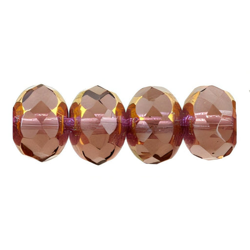 Czech Gem-Cut Rondelle 9 x 6mm Copper - French Rose (25pcs)
