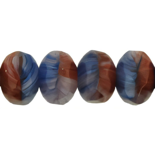 Czech Gem-Cut Rondelle 9 x 6mm Red/White/Blue (25pcs)