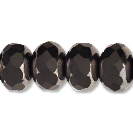 Czech Gem-Cut Rondelle 9 x 6mm Matte - Hematite (25pcs)