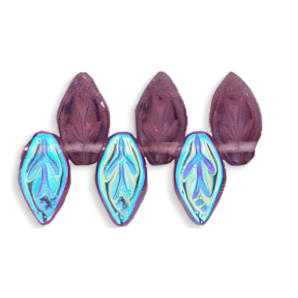 Czech Leaves 10 x 5mm Amethyst AB (25pcs)