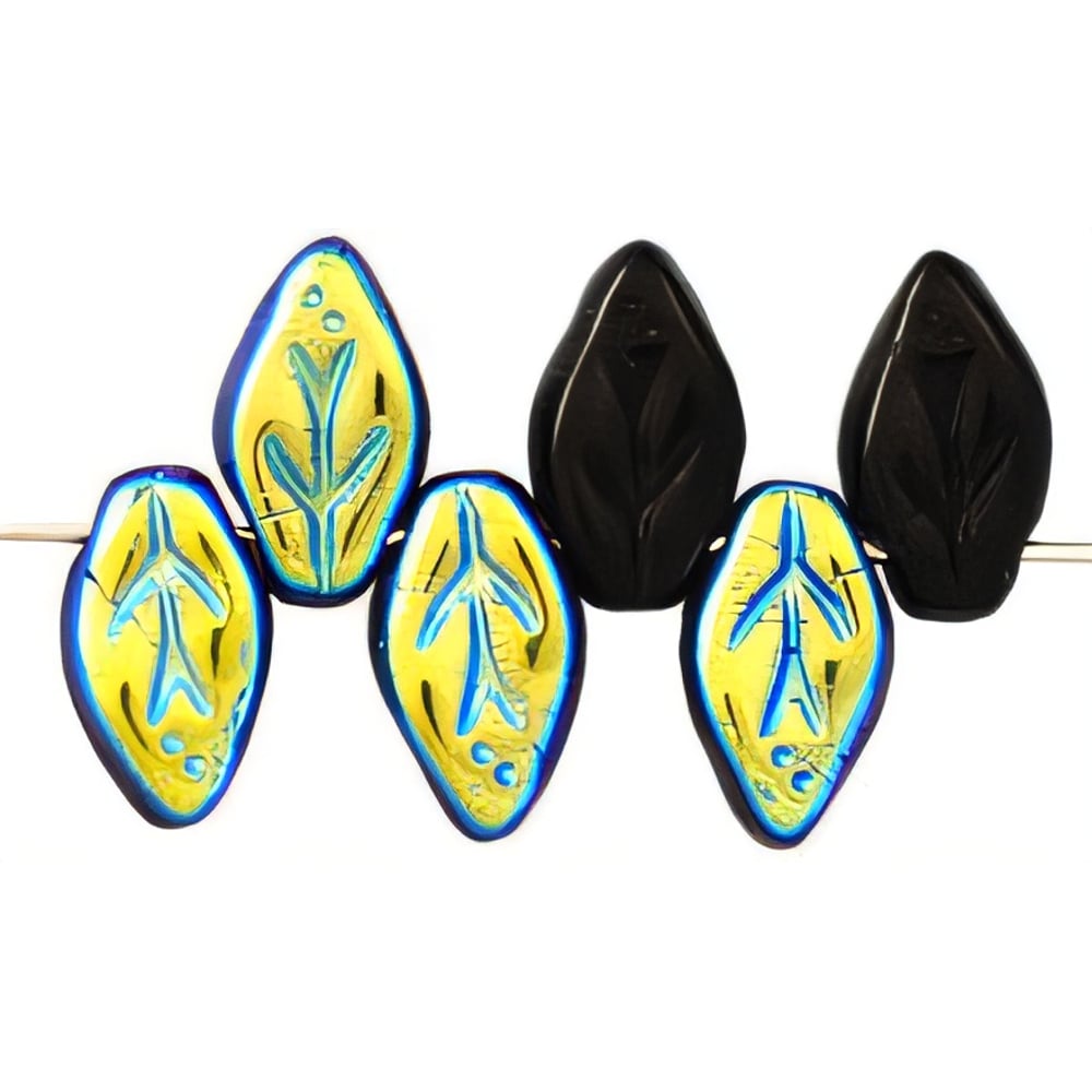 Czech Leaves 10 x 5mm Jet AB (25pcs)