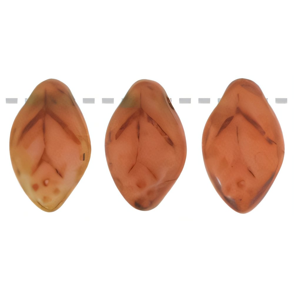 Czech Leaves 12 x 7mm Matte - Milky Orange - Picasso (25pcs)