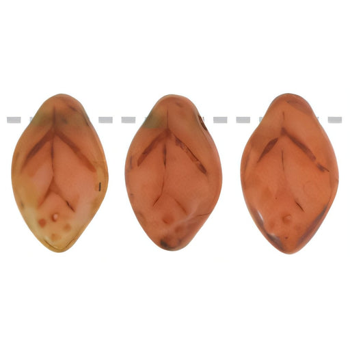 Czech Leaves 12 x 7mm Matte - Milky Orange - Picasso (25pcs)