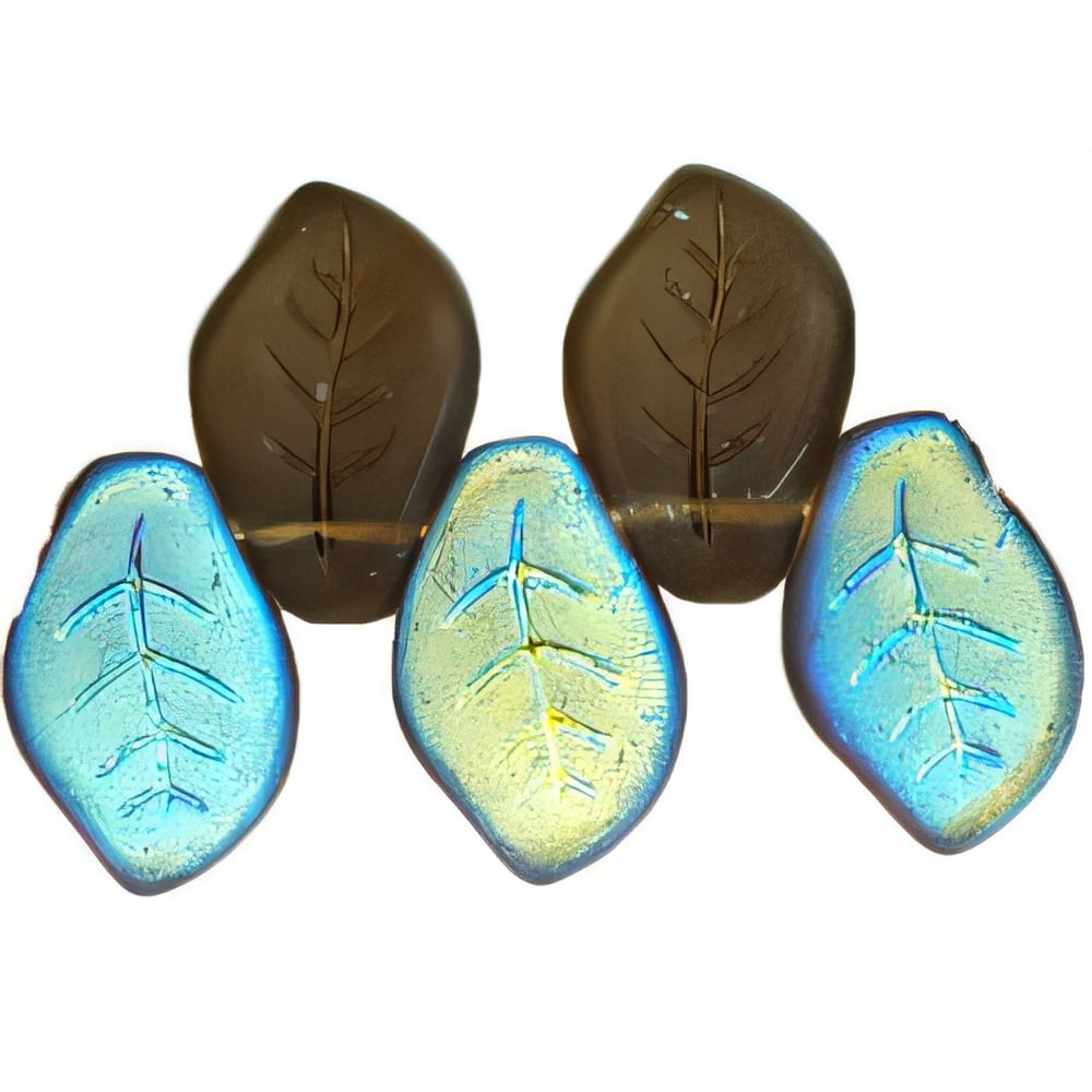Czech Leaves 14 x 9mm Matte - Smoky Topaz AB (25pcs)