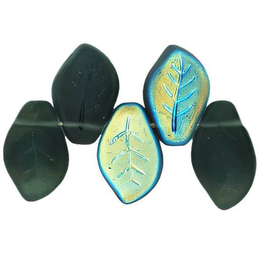 Czech Leaves 14 x 9mm Matte - Montana Blue AB (25pcs)