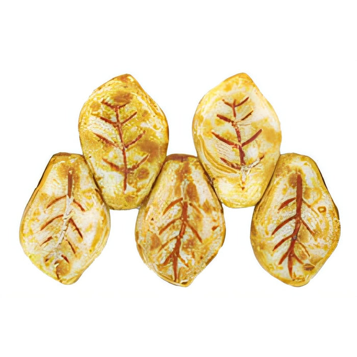 Czech Leaves 14 x 9mm Opaque White - Picasso (25pcs)