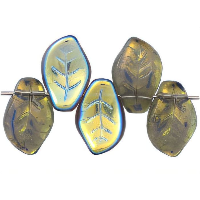 Czech Leaves 14 x 9mm Black Diamond AB (25pcs)