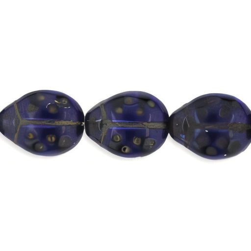 Czech Ladybugs 9 x 7mm Tanzanite - Black Inlay (25pcs)