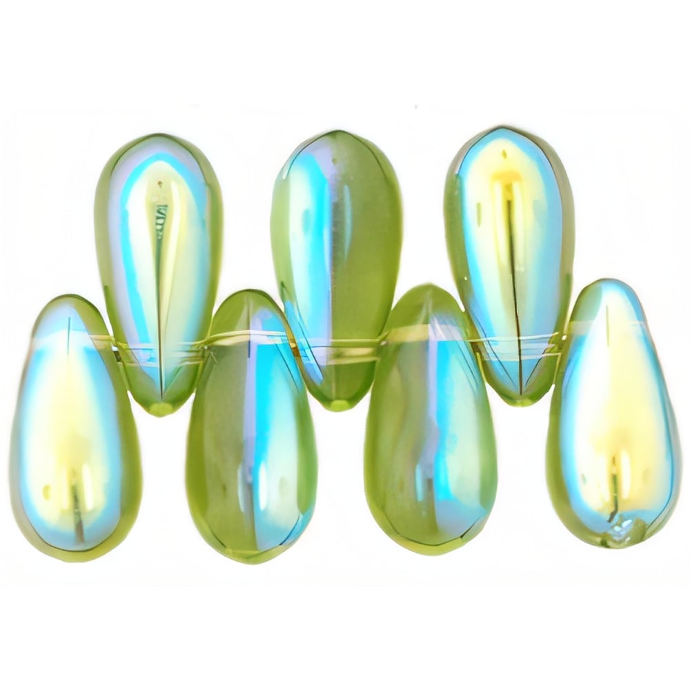 Czech Tear Drops 10 x 5mm Olivine AB (50pcs)