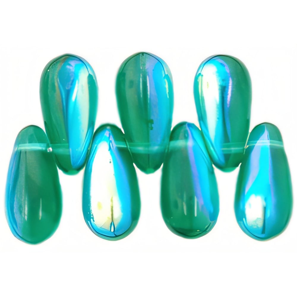 Czech Tear Drops 10 x 5mm Emerald AB (50pcs)