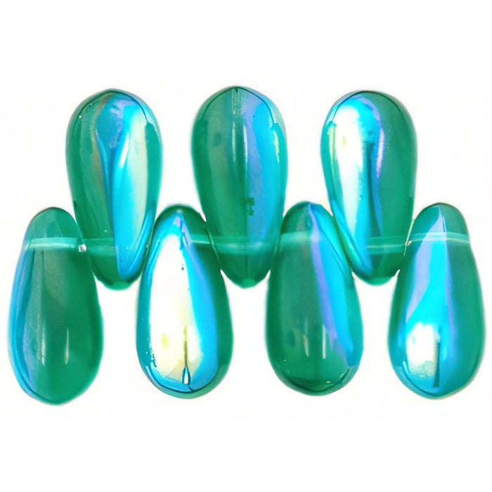 Czech Tear Drops 10 x 5mm Emerald AB (50pcs)
