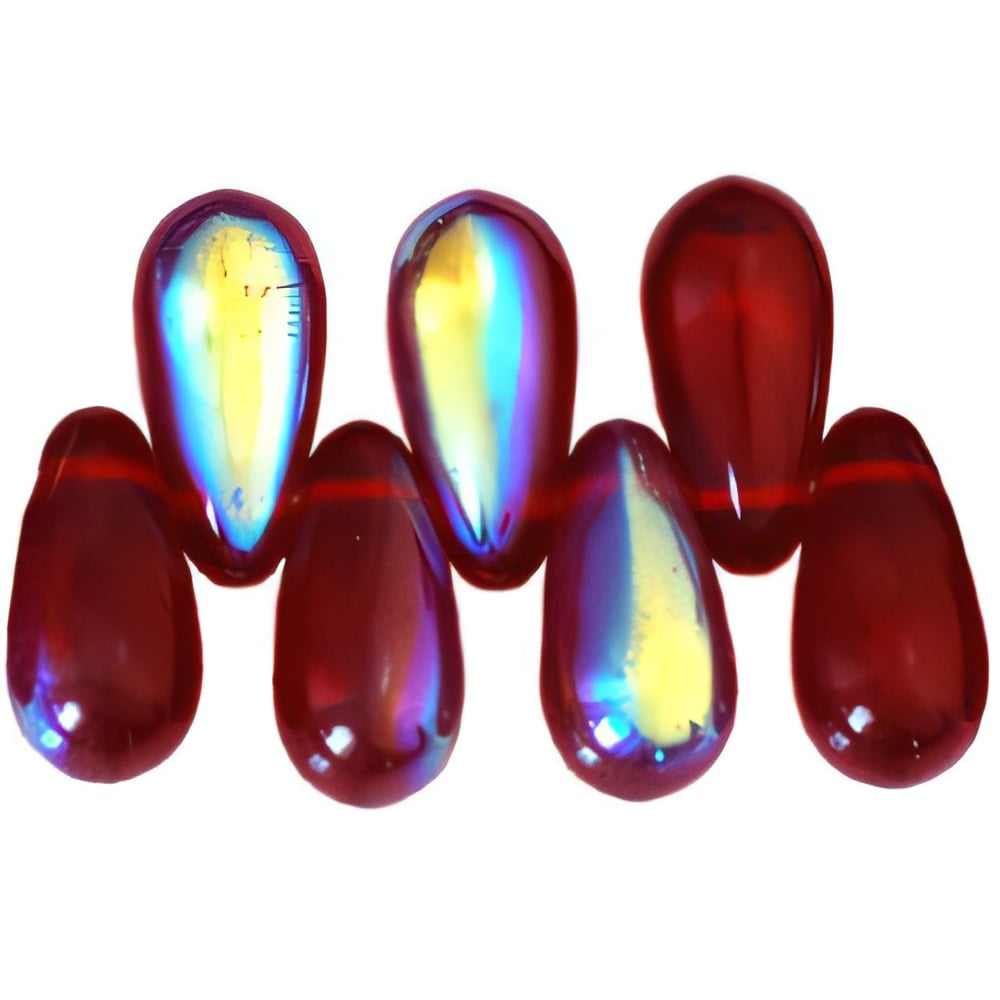 Czech Tear Drops 10 x 5mm Siam Ruby AB (50pcs)