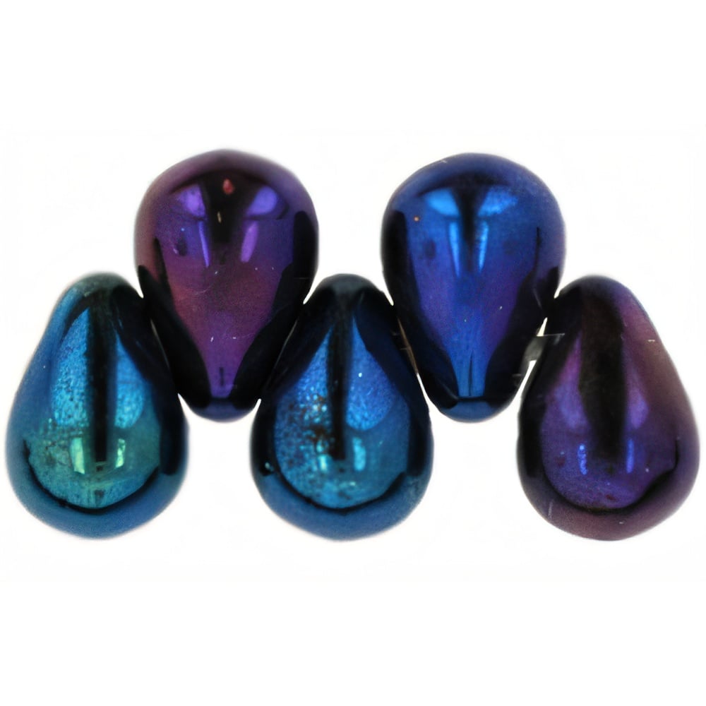 Czech Tear Drops 6 x 4mm Iris - Blue