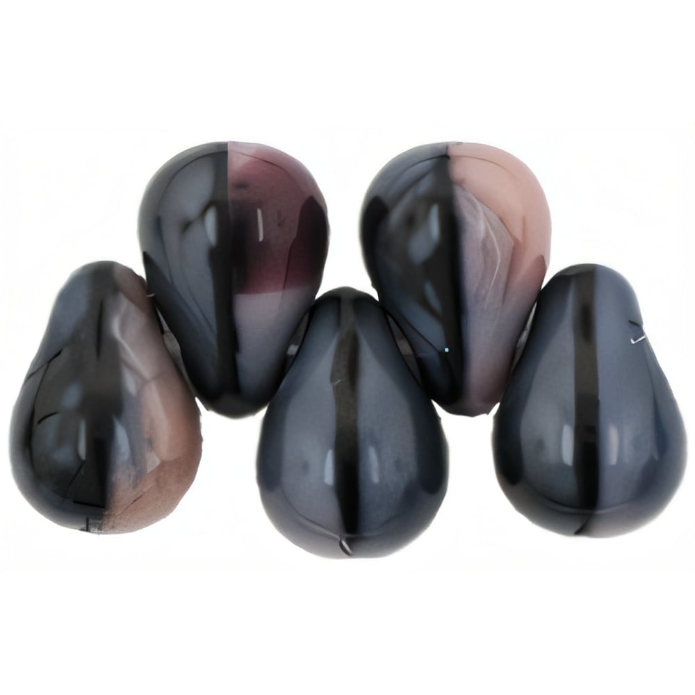 Czech Tear Drops 6 x 4mm Pink/Black