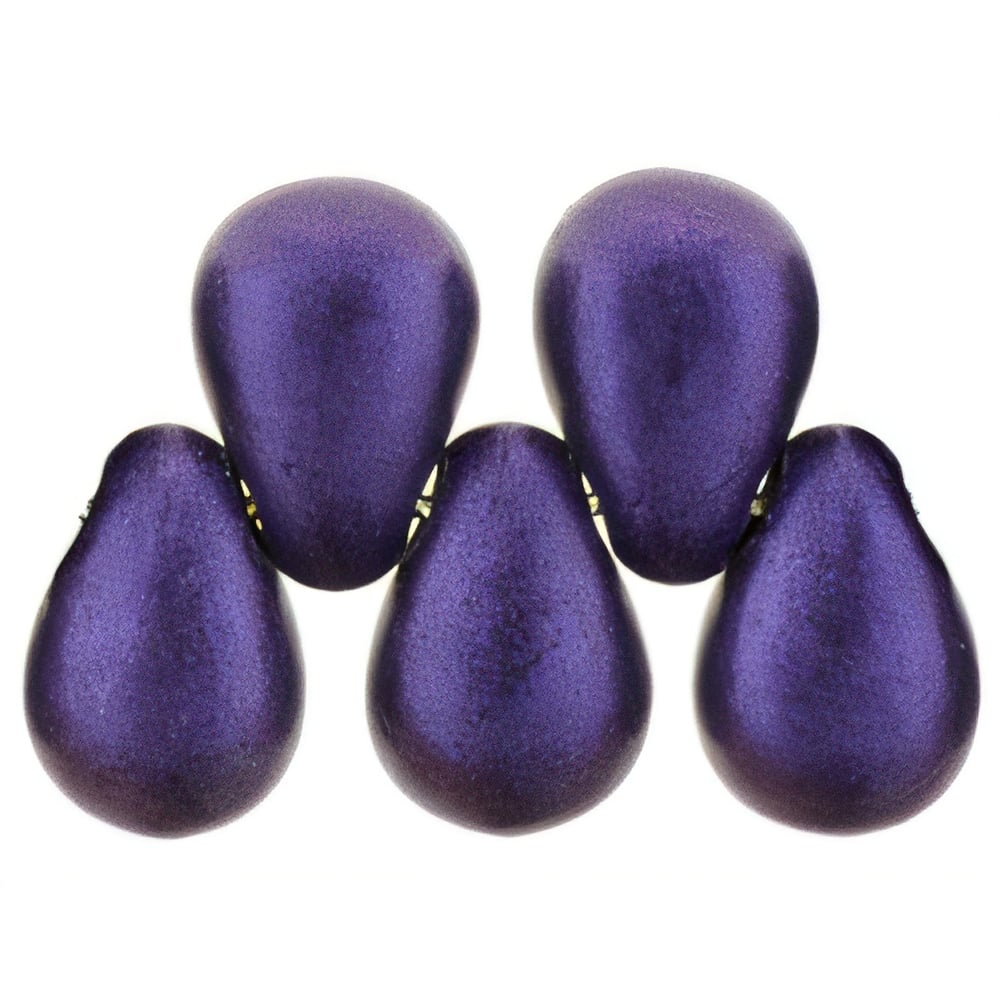 Czech Tear Drops 6 x 4mm Metallic Suede - Purple