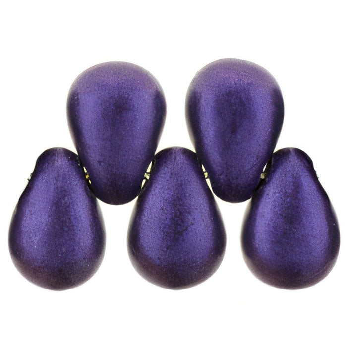 Czech Tear Drops 6 x 4mm Metallic Suede - Purple