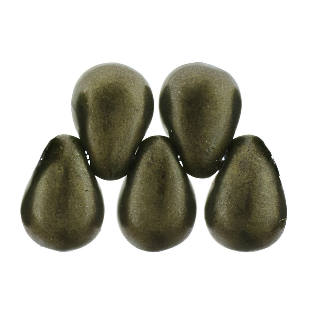 Czech Tear Drops 6 x 4mm Metallic Suede - Dk Green