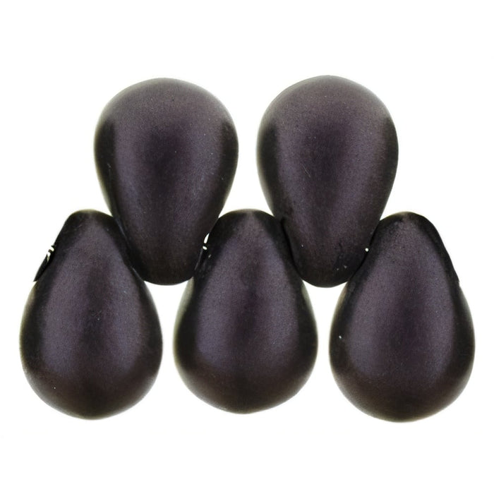 Czech Tear Drops 6 x 4mm Metallic Suede - Dk Plum