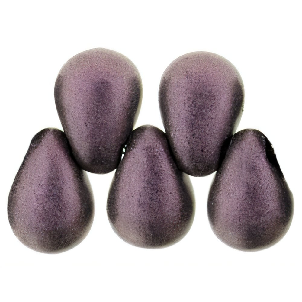 Czech Tear Drops 6 x 4mm Metallic Suede - Pink