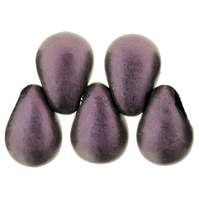 Czech Tear Drops 6 x 4mm Metallic Suede - Pink