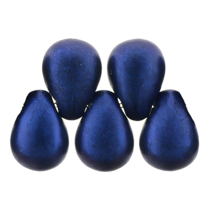 Czech Tear Drops 6 x 4mm Chrome - Blue