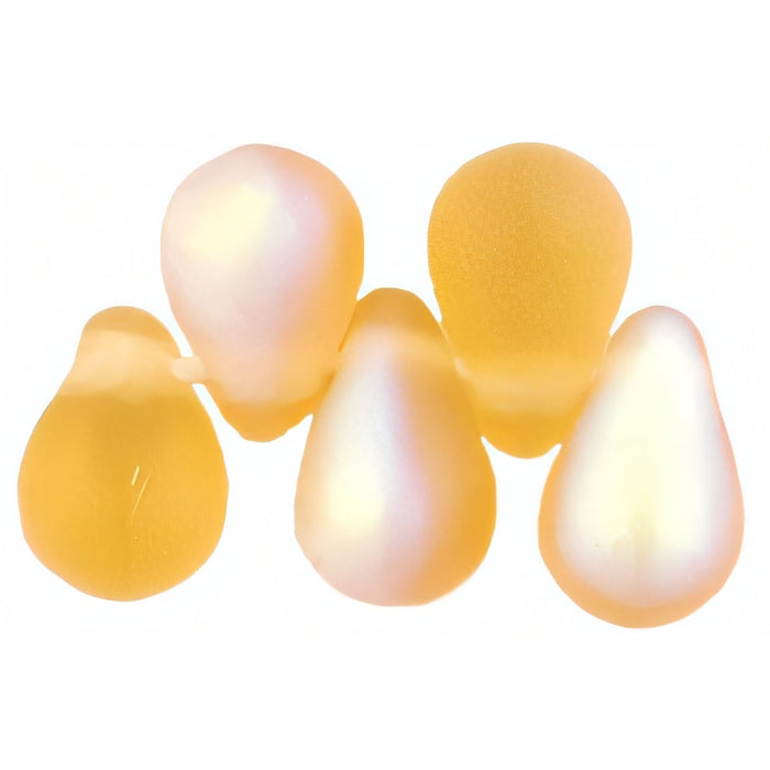 Czech Tear Drops 6 x 4mm Matte - Med Topaz AB