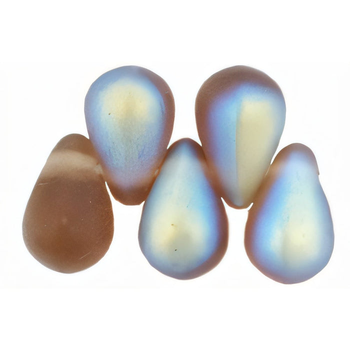 Czech Tear Drops 6 x 4mm Matte - Smoky Topaz AB (100pcs)