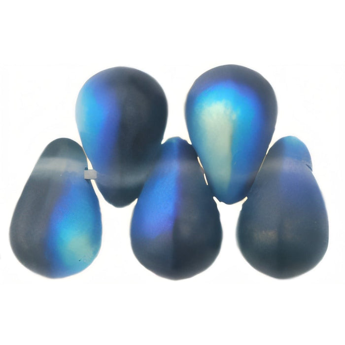 Czech Tear Drops 6 x 4mm Matte - Montana Blue AB