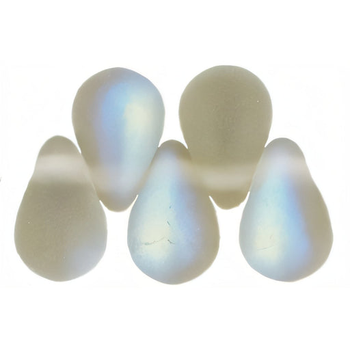 Czech Tear Drops 6 x 4mm Matte - Black Diamond AB