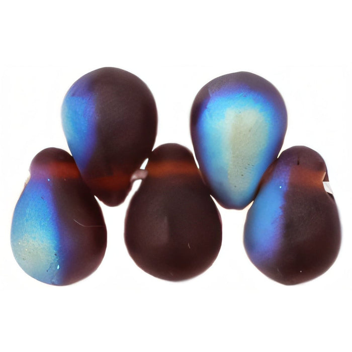 Czech Tear Drops 6 x 4mm Matte - Ruby AB