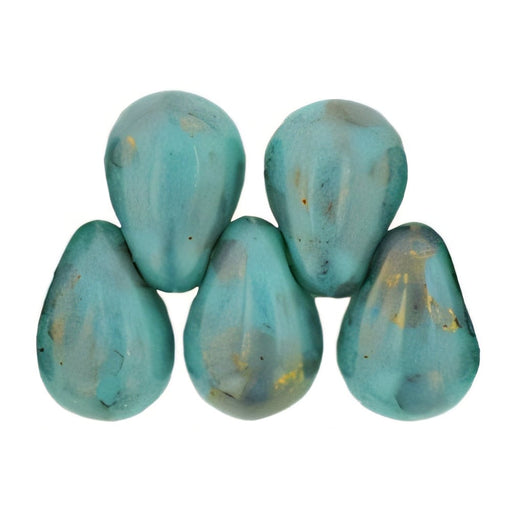 Czech Tear Drops 6 x 4mm Pink/Topaz Luster - Turquoise