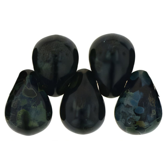 Czech Tear Drops 6 x 4mm Jet - Picasso