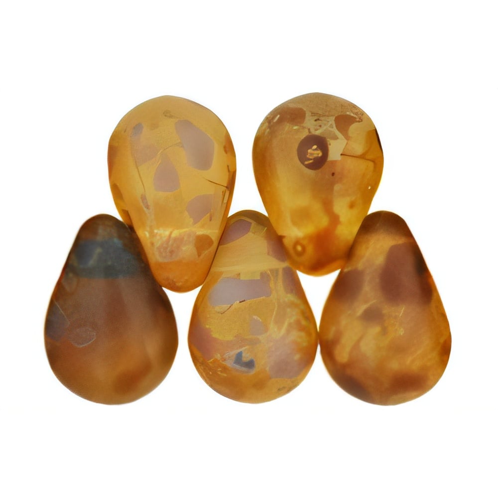 Czech Tear Drops 6 x 4mm Matte - Crystal - Picasso