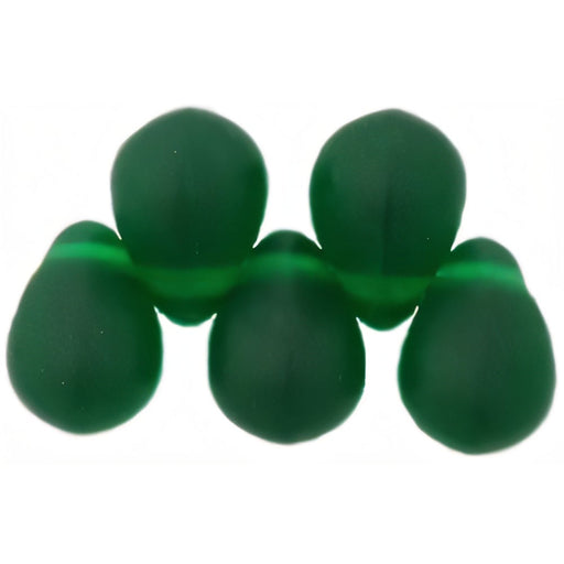 Czech Lg. Tear Drops 8 x 6mm Matte - Green Emerald (50pcs)