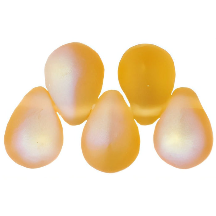 Czech Lg. Tear Drops 8 x 6mm Matte - Med Topaz AB (50pcs)