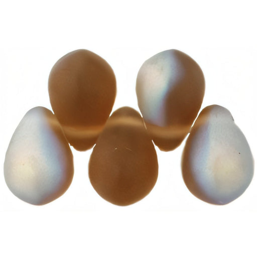 Czech Lg. Tear Drops 8 x 6mm Matte - Smoky Topaz AB (50pcs)