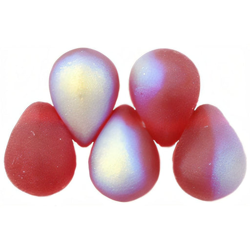 Czech Lg. Tear Drops 8 x 6mm Matte - Siam Ruby AB (50pcs)