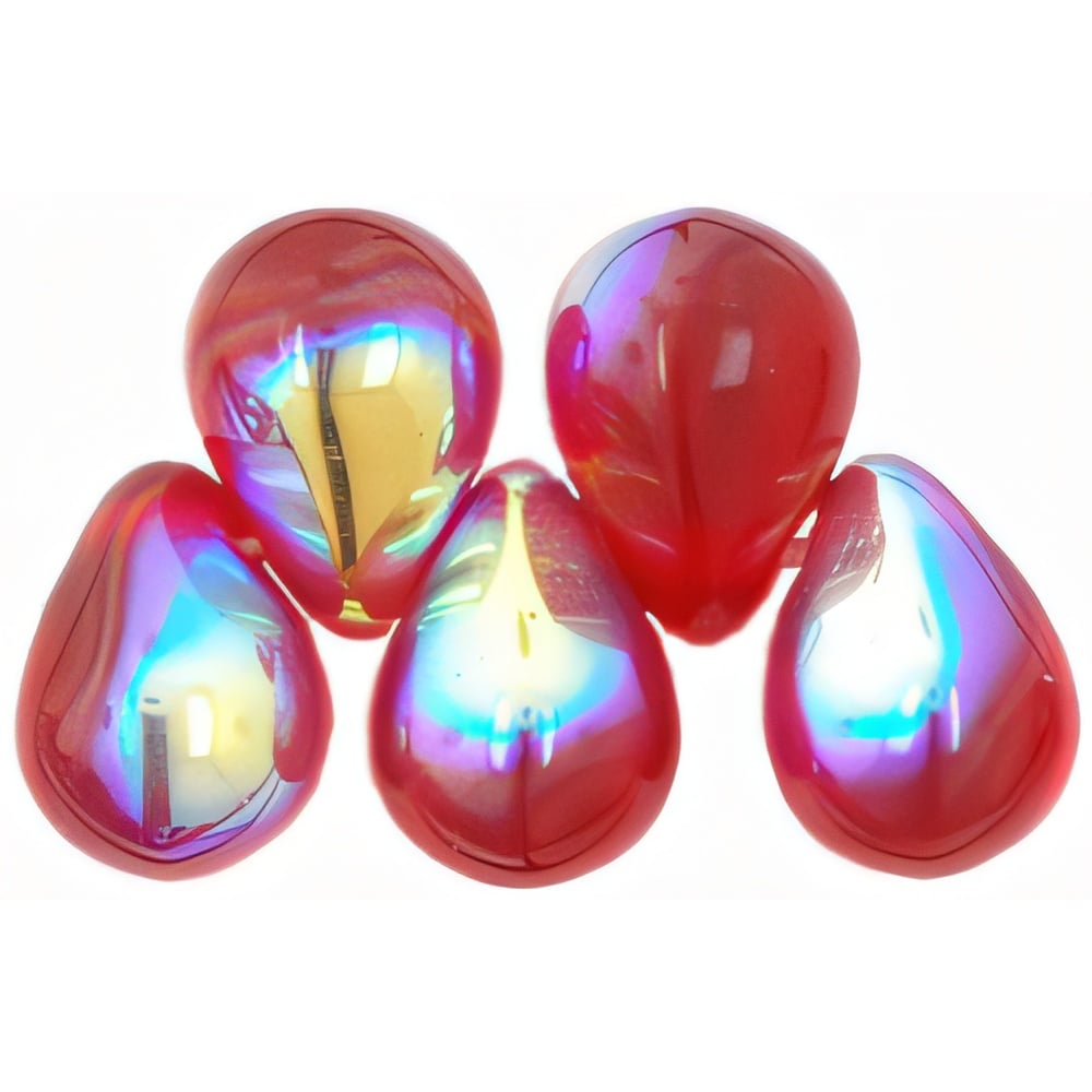 Czech Lg. Tear Drops 8 x 6mm Siam Ruby AB (50pcs)