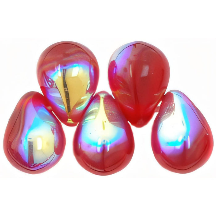 Czech Lg. Tear Drops 8 x 6mm Siam Ruby AB (50pcs)