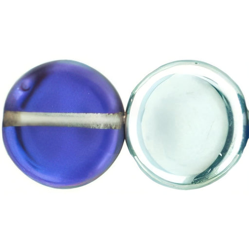 Czech Dime Beads 8 x 3mm Silver/Blue/Crystal (25pcs)