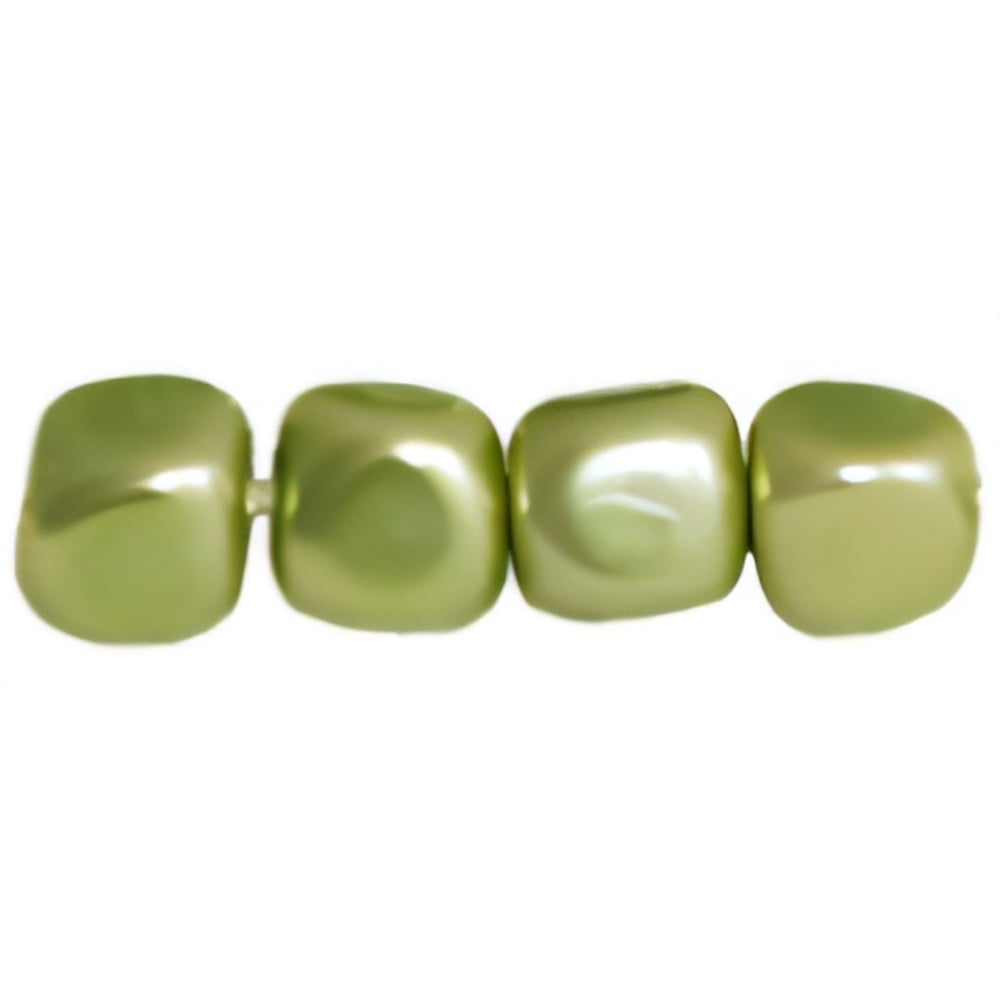 Czech Pearl Coat - Cubes - 4mm Pearl - Olive (120pcs)