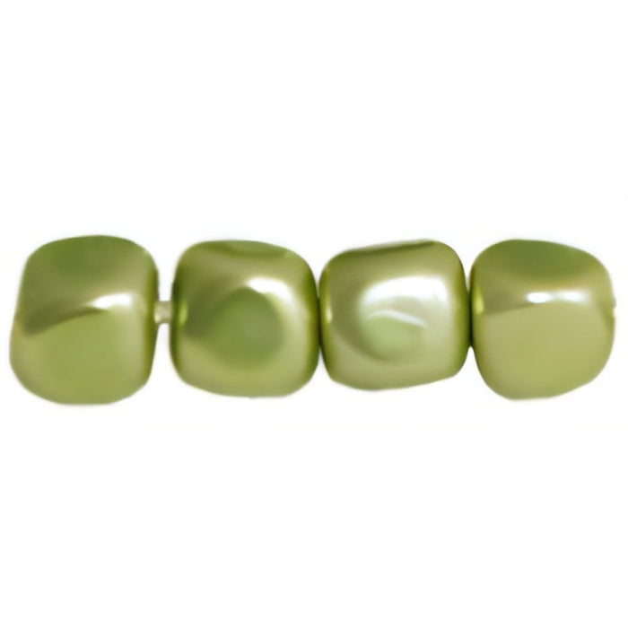 Czech Pearl Coat - Cubes - 4mm Pearl - Olive (120pcs)