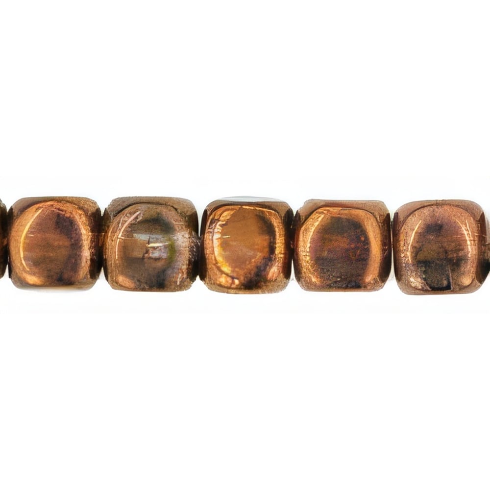 Czech Cubes - 7 x 5mm Luster - Transparent Gold/Smokey Topaz (50pcs)