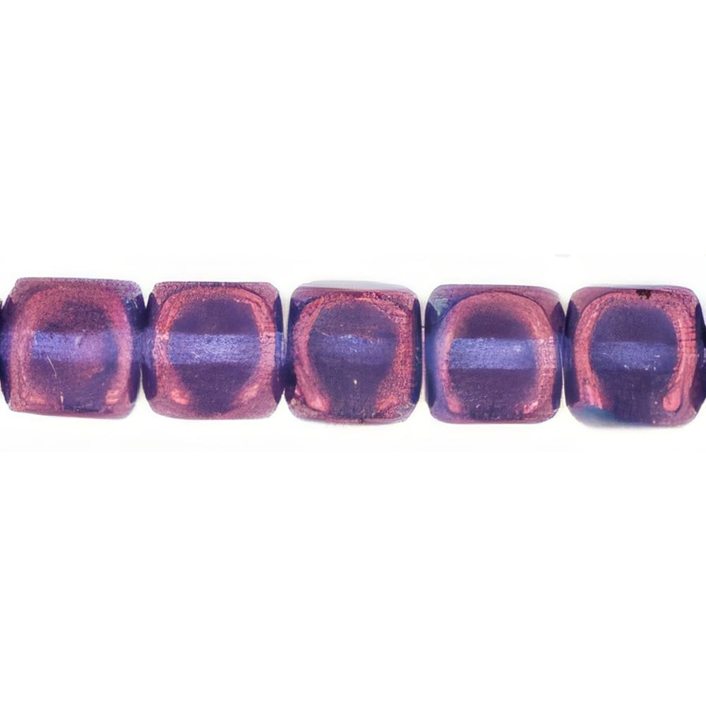 Czech Cubes - 7 x 5mm Luster - Transparent Denim Blue (50pcs)