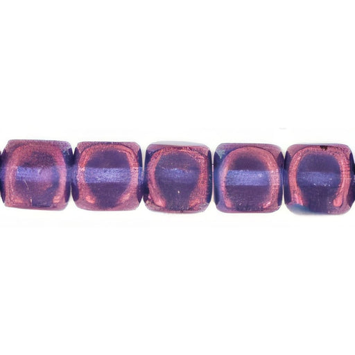 Czech Cubes - 7 x 5mm Luster - Transparent Denim Blue (50pcs)