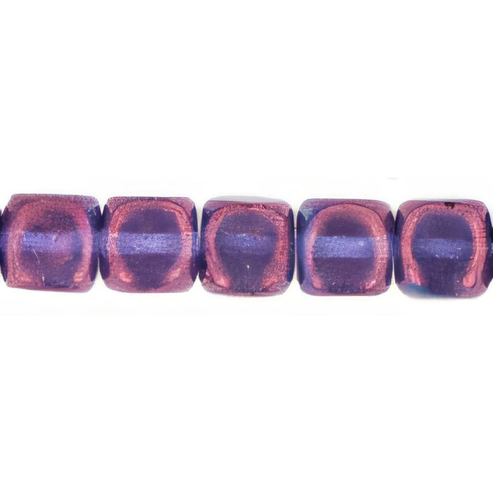 Czech Cubes - 7 x 5mm Luster - Transparent Denim Blue (50pcs)