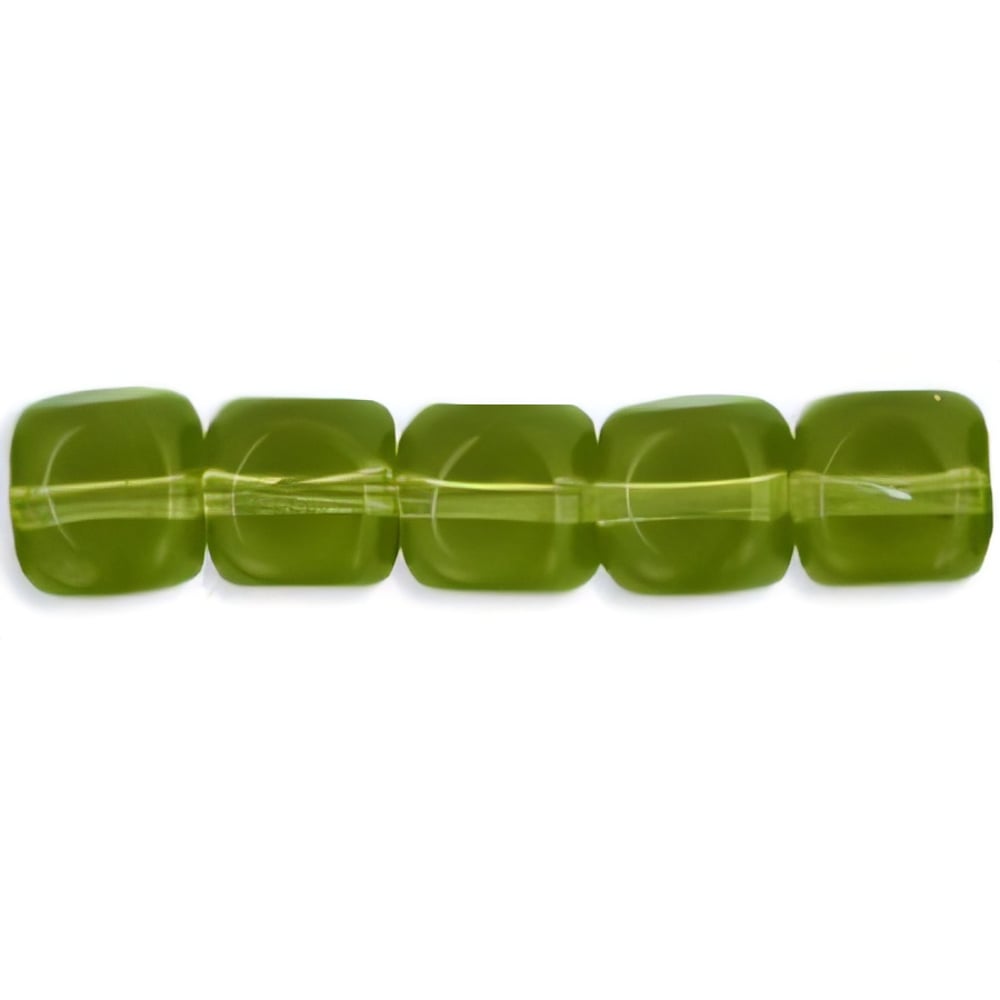 Czech Cubes - 7 x 5mm Olivine (50pcs)